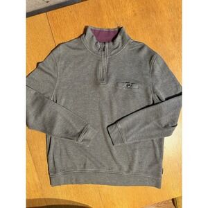 Ted Baker London Sweater 6 XL Gray 1/4 Zip Plum Collar Button Pocket Knit